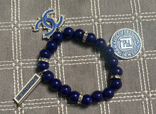 Load image into Gallery viewer, Blue designer inspired beaded bracelets (set of 2)

