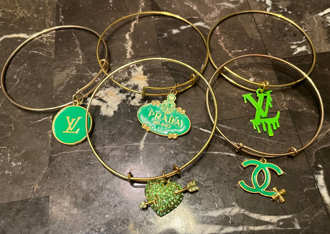 Gold & green designer inspired bangle bracelets