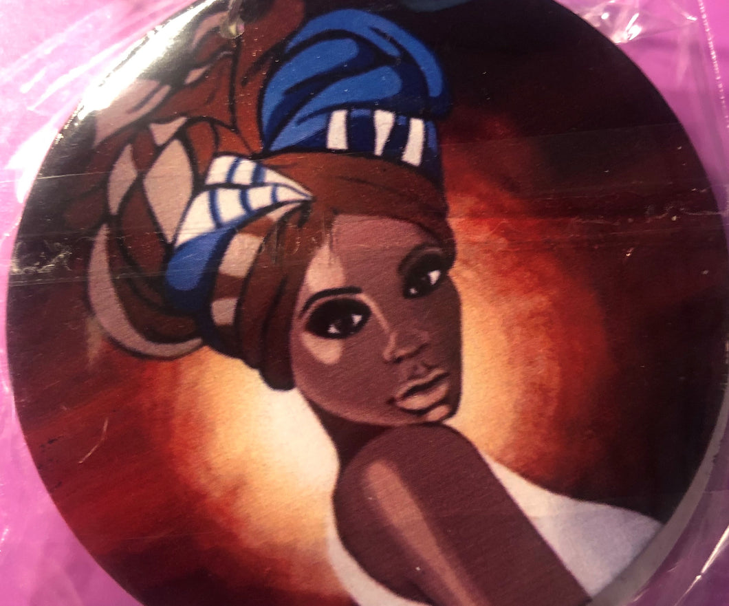 #4 African women earrings ( With brown/blue headwrap)