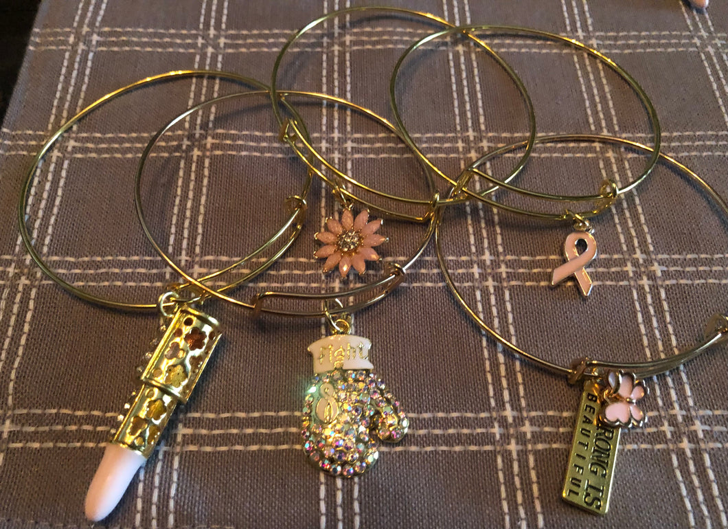 Gold Breast Cancer bangle bracelets