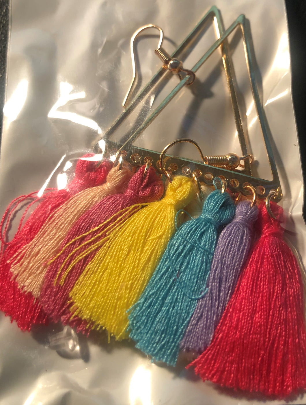 Tassel Earrings- Triangular multi colored